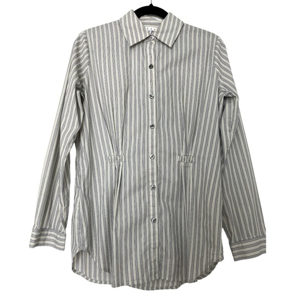 CAbi button down shirt, gray stripe, size M, long sleeves , cotton blend. - Picture 1 of 7